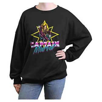 Juniors' Marvel Captain Marvel Shiny Portrait Oversized Graphic Pullover