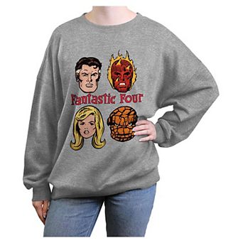 Juniors' Marvel Fantastic Four Vintage Style Poster Oversized Graphic Pullover
