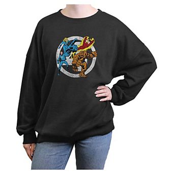 Juniors' Marvel Fantastic Four Group Stamp Oversized Graphic Pullover