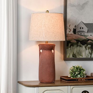 Arlo Terracotta Table Lamp with Oatmeal Lamp Shade