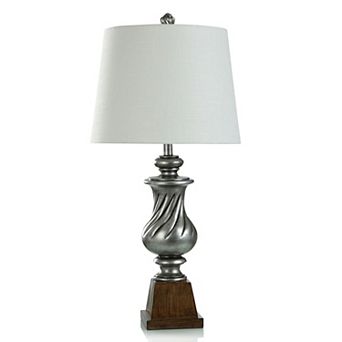 Worthby Silver Table Lamp with Off-White Lamp Shade
