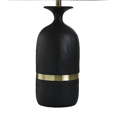 Satin Black Table Lamp with Oatmeal Lamp Shade