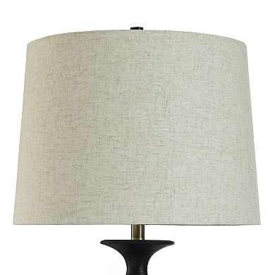 Satin Black Table Lamp with Oatmeal Lamp Shade