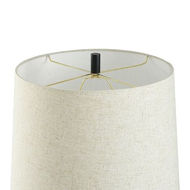 Satin Black Table Lamp with Oatmeal Lamp Shade