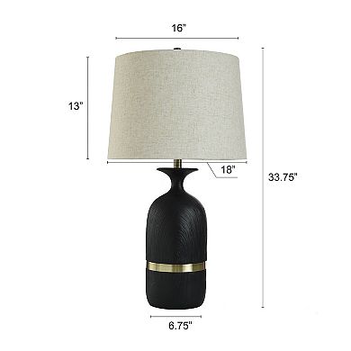 Satin Black Table Lamp with Oatmeal Lamp Shade