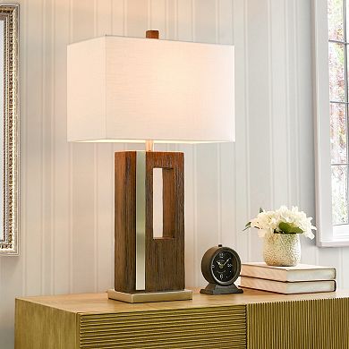 Hudson Silver Table Lamp with White Lamp Shade