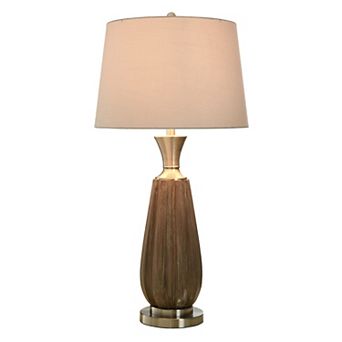 Roanoke Brown Table Lamp with Cream Lamp Shade