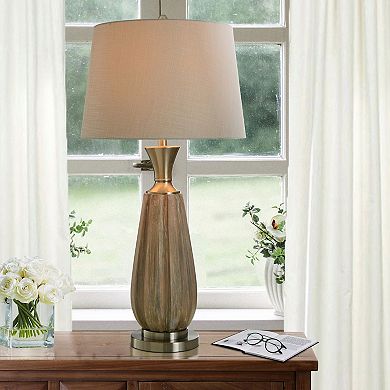 Roanoke Brown Table Lamp with Cream Lamp Shade