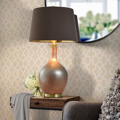 Gradient Gold Table Lamp with Brown Lamp Shade