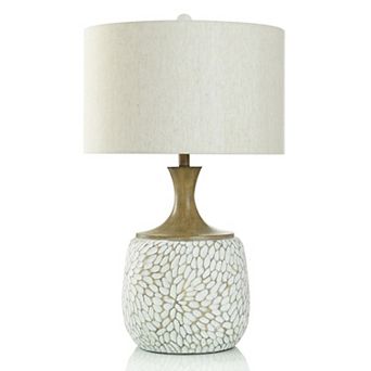 Carved Roanoke Table Lamp with Cream Lamp Shade