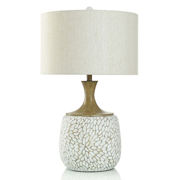 Carved Roanoke Table Lamp with Cream Lamp Shade