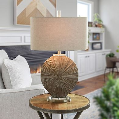 Silver Burst Table Lamp with Taupe Lamp Shade