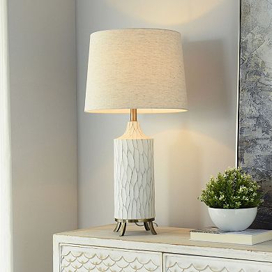 Waylon White Table Lamp with Oatmeal Lamp Shade