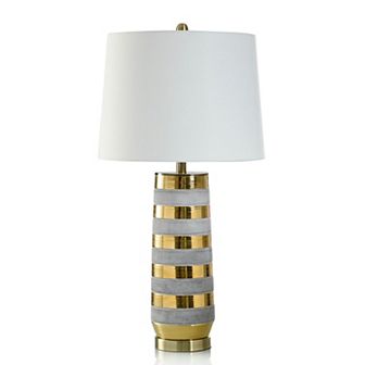 Sundisk Gold Table Lamp with White Lamp Shade