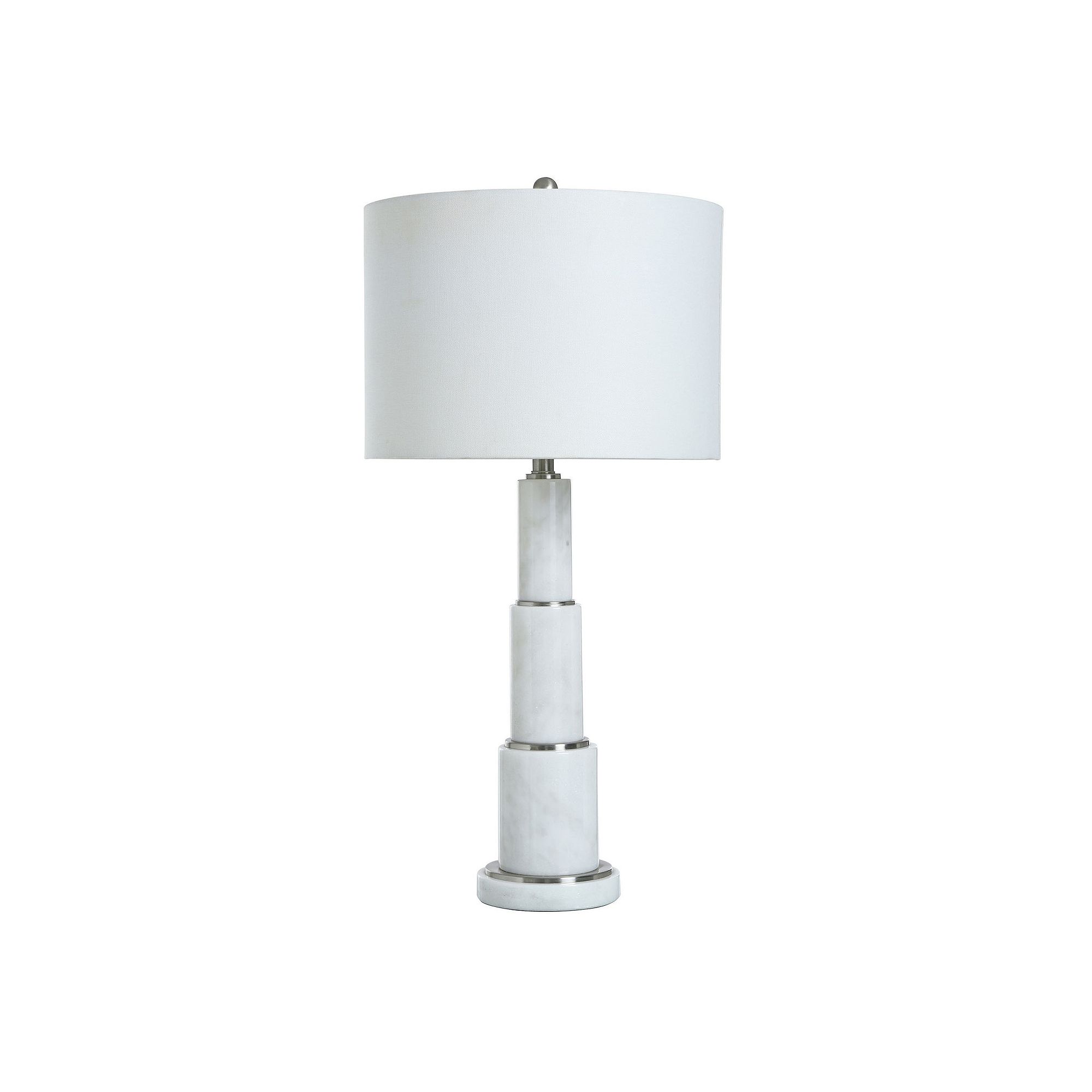 Apilado White Table Lamp with White Lamp Shade, White Marbled