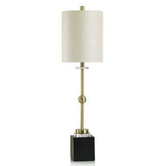 Halle Brass Buffet Lamp with Cream Lamp Shade