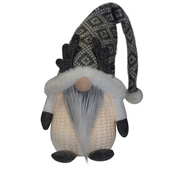 Northlight Lighted Gray and White Christmas Gnome Tabletop Decoration