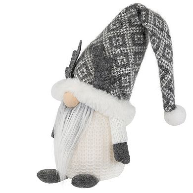 Northlight Lighted Gray and White Christmas Gnome Tabletop Decoration
