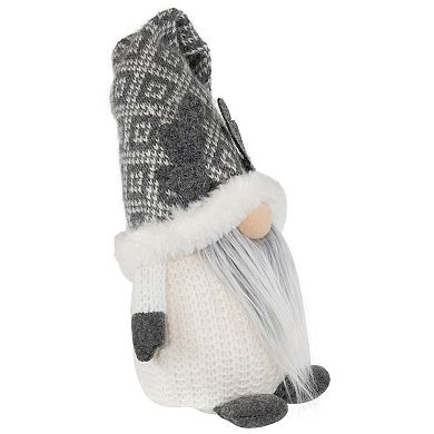 Northlight Lighted Gray and White Christmas Gnome Tabletop Decoration