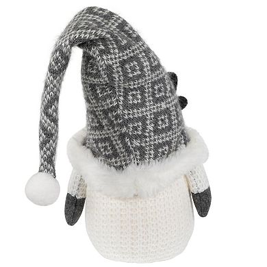 Northlight Lighted Gray and White Christmas Gnome Tabletop Decoration