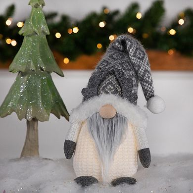Northlight Lighted Gray and White Christmas Gnome Tabletop Decoration