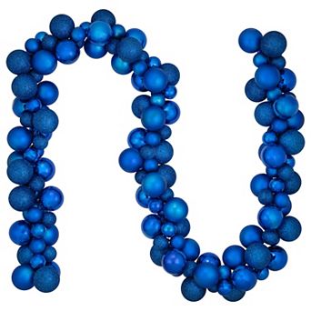 Northlight 6-ft. Blue 3-Finish Shatterproof Ball Christmas Garland