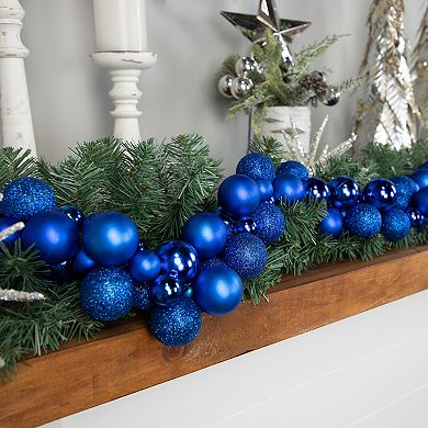 Northlight 6-ft. Blue 3-Finish Shatterproof Ball Christmas Garland