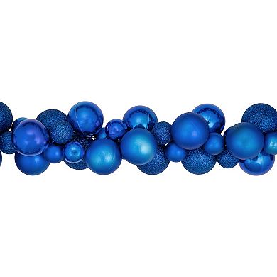 Northlight 6-ft. Blue 3-Finish Shatterproof Ball Christmas Garland