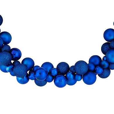 Northlight 6-ft. Blue 3-Finish Shatterproof Ball Christmas Garland