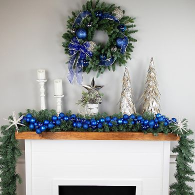 Northlight 6-ft. Blue 3-Finish Shatterproof Ball Christmas Garland