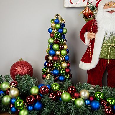 Northlight Multi-Color Shatterproof Ball Christmas Tree with Tinsel