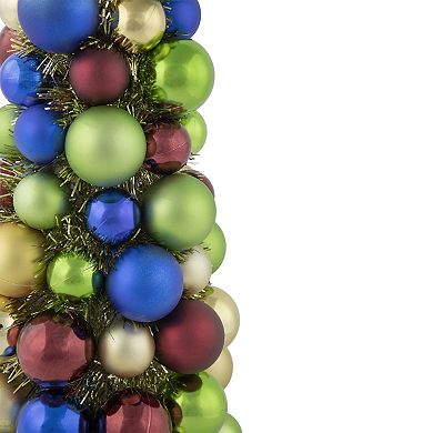 Northlight Multi-Color Shatterproof Ball Christmas Tree with Tinsel