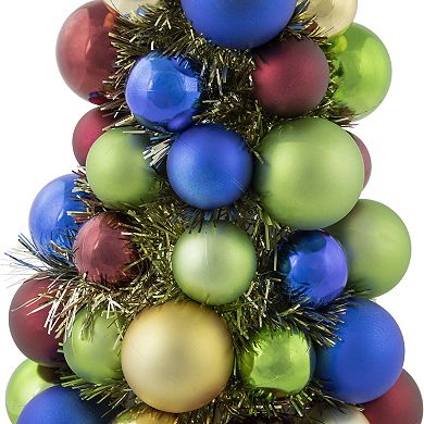 Northlight Multi-Color Shatterproof Ball Christmas Tree with Tinsel