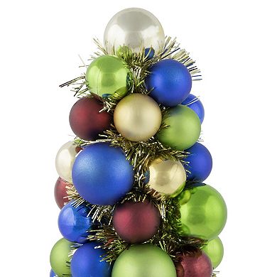 Northlight Multi-Color Shatterproof Ball Christmas Tree with Tinsel