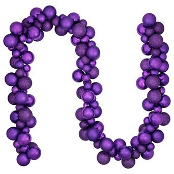 Northlight 6-ft. Purple 3-Finish Shatterproof Ball Christmas Garland