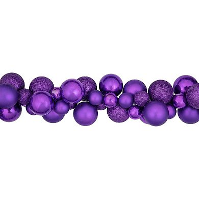 Northlight 6-ft. Purple 3-Finish Shatterproof Ball Christmas Garland