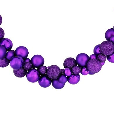 Northlight 6-ft. Purple 3-Finish Shatterproof Ball Christmas Garland