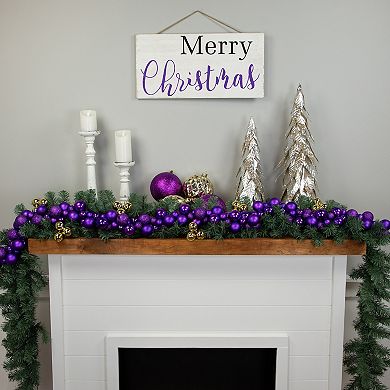 Northlight 6-ft. Purple 3-Finish Shatterproof Ball Christmas Garland