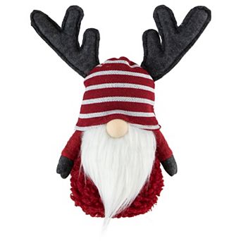 Northlight Red and White Gnome with Antlers Christmas Decoration