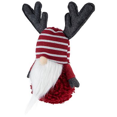 Northlight Red and White Gnome with Antlers Christmas Decoration