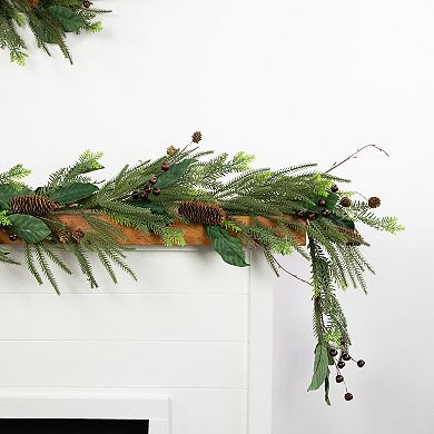 Northlight 6-ft. Unlit Mixed Foliage Christmas Garland with Pine Cones and Berries