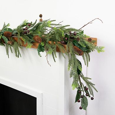 Northlight 6-ft. Unlit Mixed Foliage Christmas Garland with Pine Cones and Berries