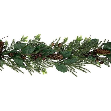 Northlight 6-ft. Unlit Mixed Foliage Christmas Garland with Pine Cones and Berries