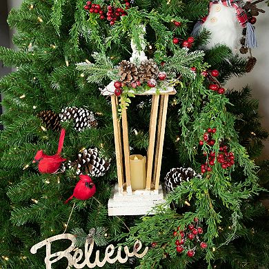 Northlight 18-in. LED Lighted Natural and White Storm Christmas Lantern Decoration