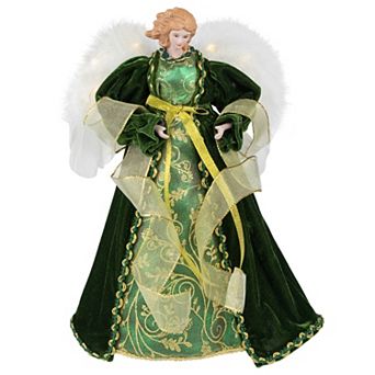 Northlight 14 in Green and Gold Angel with Lighted Wings Christmas Tree Topper