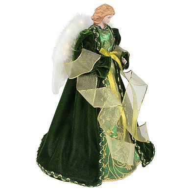 Northlight 14-in. Green and Gold Angel with Lighted Wings Christmas Tree Topper