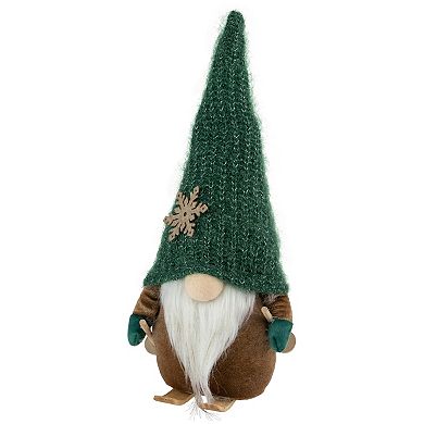 Northlight 12.5-in. Skiing Gnome with Green Knit Hat Christmas Decoration