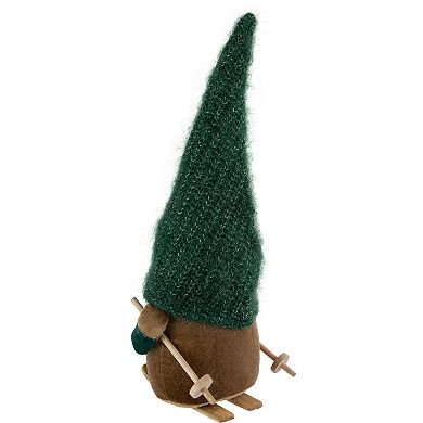 Northlight 12.5-in. Skiing Gnome with Green Knit Hat Christmas Decoration