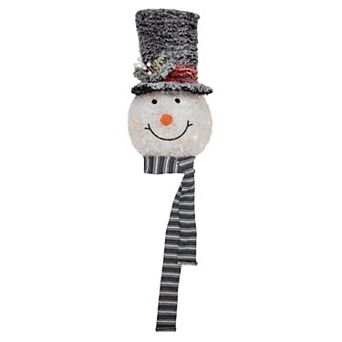 Northlight 25 in Lighted Snowman with Black Frosted Top Hat Christmas Tree Topper