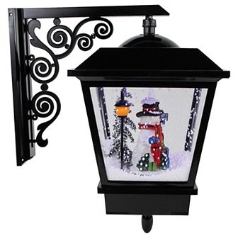 Northlight 17.75 in Lighted and Musical Wall Mounted Snowing Christmas Street Lamp